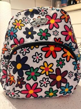 Vans Floral Mini Backpack - White with Multicolor Flowers LIKE NEW CONDITION